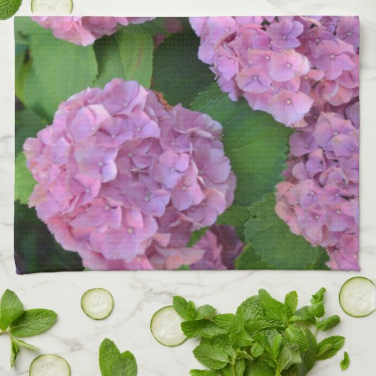 De roze Hortensia hydrangea struik Theedoek (Gevouwen)