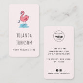 De roze Illustratie van Flamingo voegt Logo & Soci Visitekaartje (Voorkant / Achterkant)