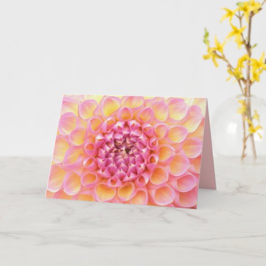 De roze Kaart van de Dahlia (Gele Bloem)