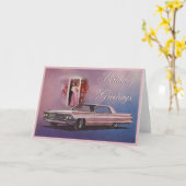 De roze Kaart van de Verjaardag van Cadillac (Gele Bloem)