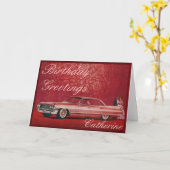 De roze Kaart van de Verjaardag van Cadillac (Gele Bloem)