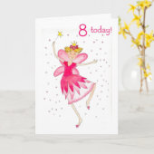 De roze Kaart van de Verjaardag van de Fee 8ste (Gele Bloem)