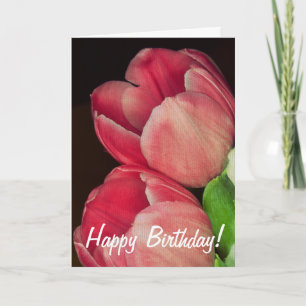 De roze kaart van de Verjaardag van de Tulp