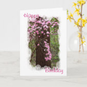 De roze Kaart van de Verjaardag van Rododendrons (Gele Bloem)