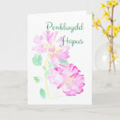 De roze Kaart van de Verjaardag van Rozen: Welse (Gele Bloem)