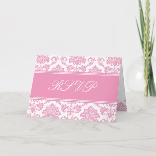 De roze Kaart van het Damast RSVP (Voorkant)
