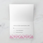 De roze Kaart van het Damast RSVP (Binnen)