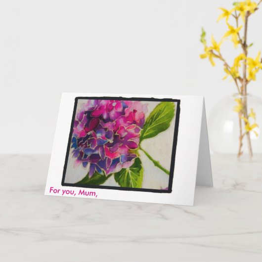 De roze kaart van het hydrangea hortensiaMoederdag (Gele Bloem)