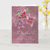 De roze Kaart van het Moederdag van de Zuster (Gele Bloem)