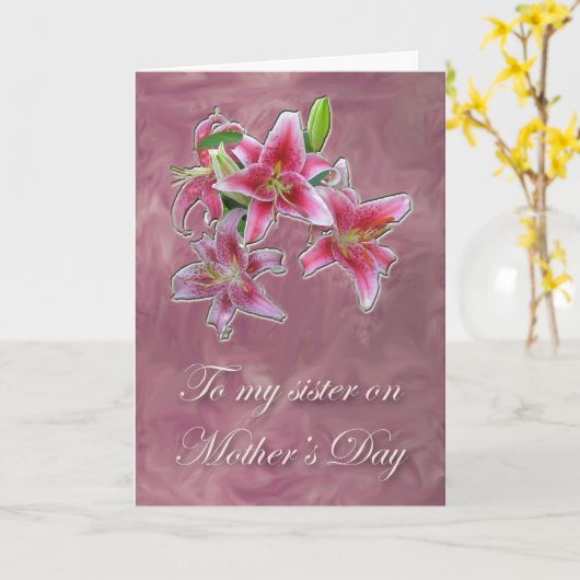 De roze Kaart van het Moederdag van de Zuster (Gele Bloem)