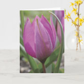 De roze kaart van het tulpenMoederdag (Gele Bloem)