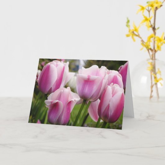 De roze kaart van Tulpen (Gele Bloem)