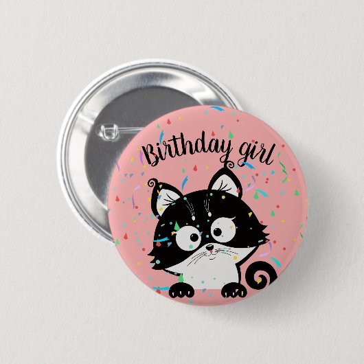 De roze knoop van de feestvarkenpartij met ronde button 5,7 cm (Voorkant /achterkant)