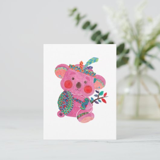 De roze Koala Briefkaart (Staand voorkant)