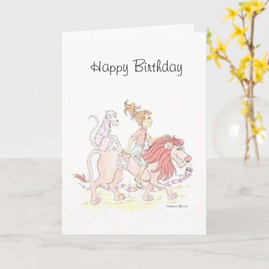 De roze levende Kaart (Gele Bloem)