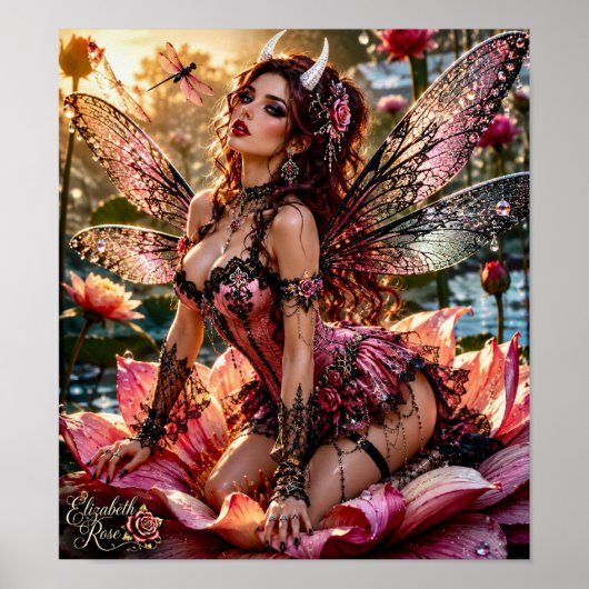 De Roze Libel Demoness Poster (Voorkant)