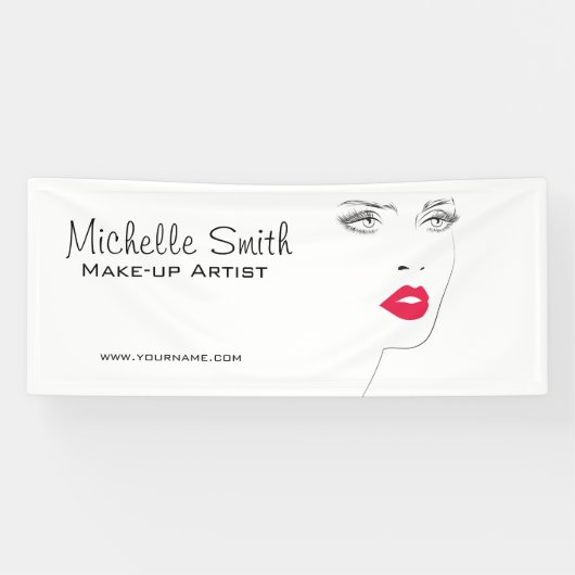 De roze lippen vormen het merk kunstenaar spandoek (Horizontaal)