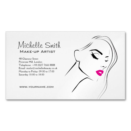 De roze lippen vormen het merk kunstenaar visitekaartje magneet (Voorkant)