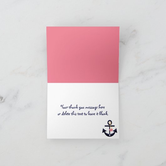 De roze Marine het ZeevaartAnker u dankt neemt Bedankkaart (Binnen)