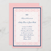 De roze, Marineblauwe Traditionele Uitnodiging van (Voorkant / Achterkant)