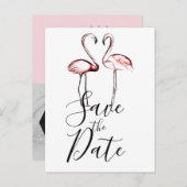 De Roze Marmer van de Flamingos Flamingo sparen de Aankondigingskaart (Voorkant / Achterkant)