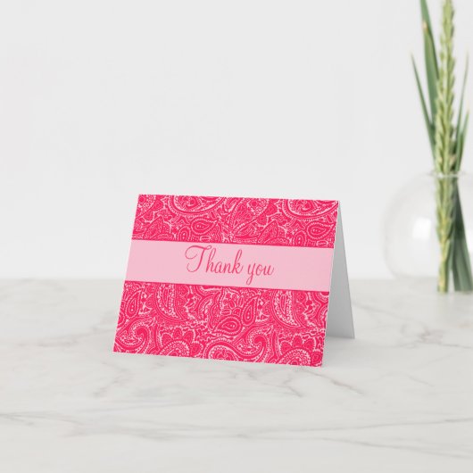 De roze MiniKaarten van de Nota van Paisley Bedankkaart (Voorkant)