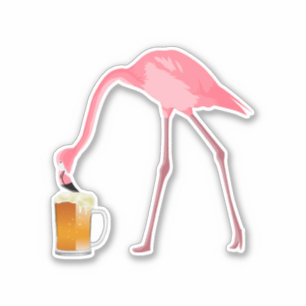 De roze Minnaar van het Bier van de Flamingo Sticker