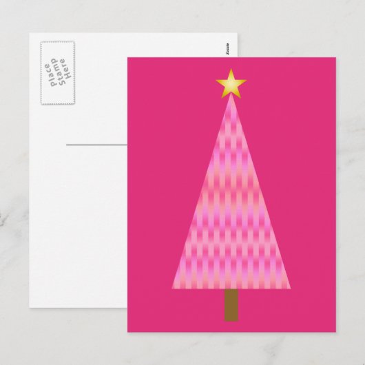 De Roze moderne Kerstboom Ombre van het koraal Feestdagenkaart (Voorkant / Achterkant)