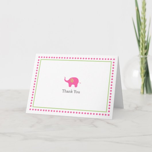 De roze Olifant dankt u kaardt Bedankkaart (Voorkant)