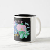 De roze olifant die de boten heeft tweekleurige koffiemok (Voorkant rechts)