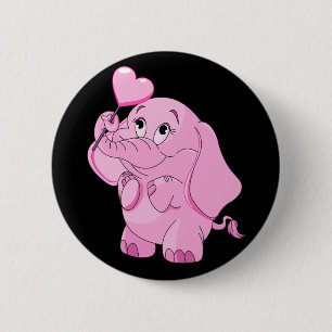 De Roze Olifant van leuk Valentijn Ronde Button 5,7 Cm