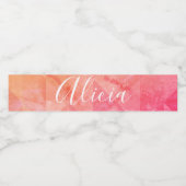 De roze oranje tekst van de waterverf van de booms waterfles etiket (Enkel label)