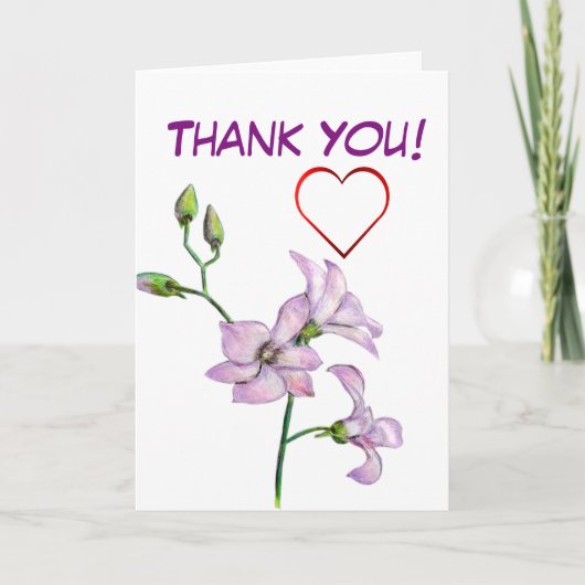 De roze Orchidee en het Rode Hart danken u Bedankkaart (Voorkant)