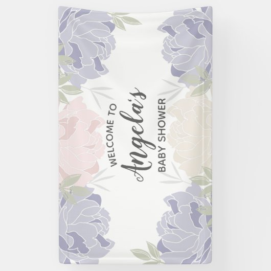 De roze & Paarse Partij van het Baby shower van Spandoek (Verticaal)