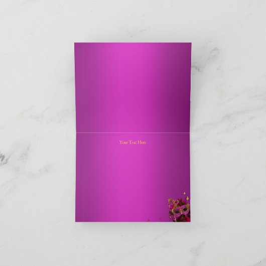 De roze Partij van de Maskerade van het Masker van Bedankkaart (Binnen)