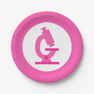 De roze Partij van de Wetenschap van de Microscoop Papieren Bordje