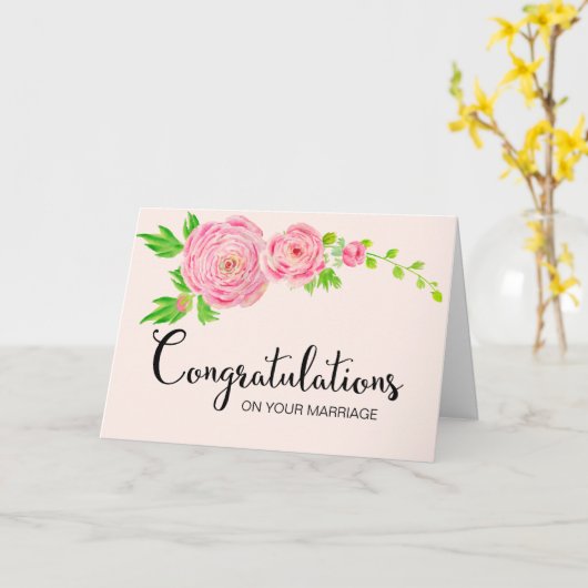 De roze Ranunculus van de Waterverf Kaart van de (Gele Bloem)