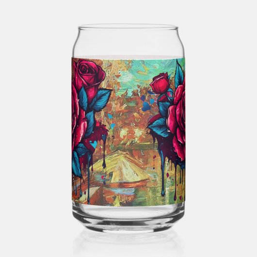 De roze roze blikvorm glas (Links)