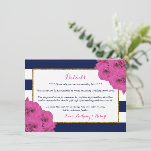 De roze roze rozen Collectie van het moderne Luxe  Informatiekaartje (Staand voorkant)