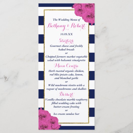 De roze roze rozen Collectie van het moderne Luxe  Menu (Voorkant)