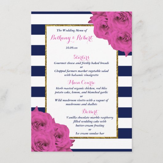 De roze roze rozen Collectie van het moderne Luxe  Menu (Voorkant)