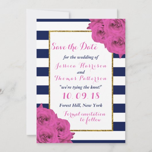 De roze roze rozen Collectie van het moderne Luxe Save The Date (Voorkant)