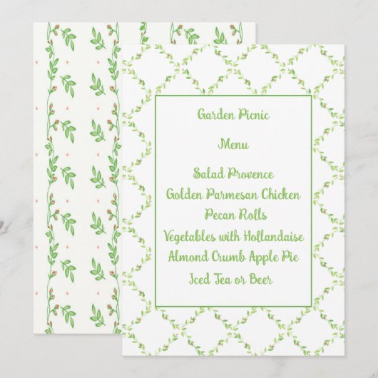 De roze roze rozen en de Kaart van het Menu Ivy Tr (Voorkant / Achterkant)