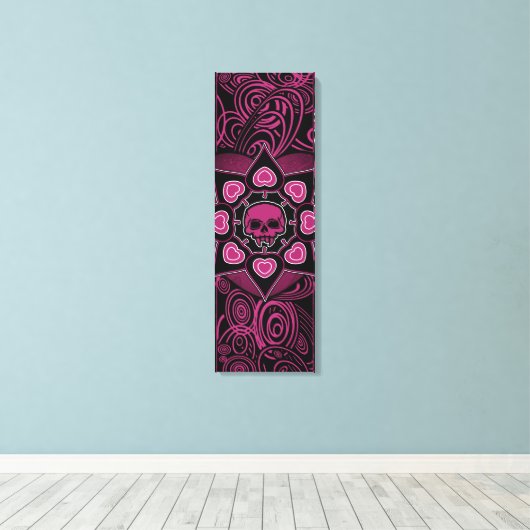 De roze schedel canvas afdruk (Insitu (Houten vloer))