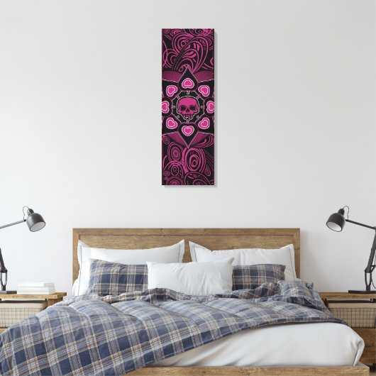 De roze schedel canvas afdruk (Insitu (Slaapkamer))