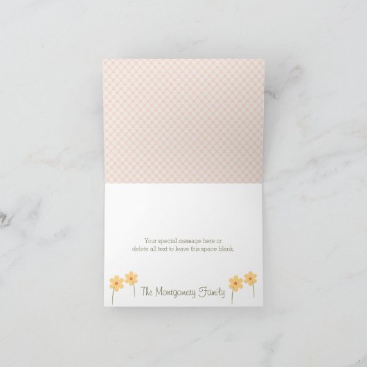 De roze Schildpad in het Baby shower van Luiers Bedankkaart (Binnen)