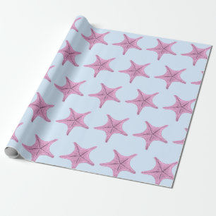De roze Starfish Nautisch Cadeaupapier