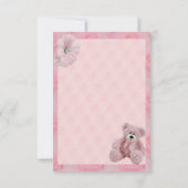 De roze Teddybeer & de Bloemen danken u Baby Bedankkaart (Achterkant)