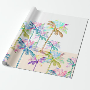 De roze Tropische Hawaiiaanse Palmen van de Cadeaupapier