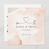 De roze trouwuitnodiging sparen de Datum Kaart (Voorkant / Achterkant)